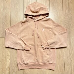 Champion Reverse Weave Hoodie Pink Peach Pullover Sweatshirt Tapered Medium